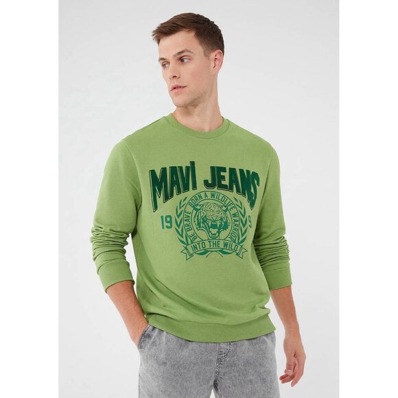 Mavi Jeans Sweatshirt Mens XL Green Tiger Graphic Pullover - Picture 8 of 8
